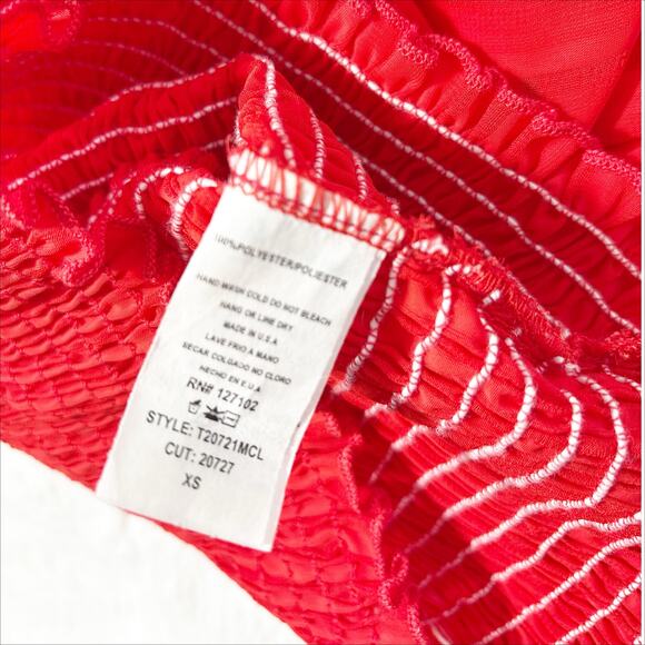 Fashion Nova Red Off-Shoulder Smocked Crop Blouse Top Size XS - Picture 5 of 6